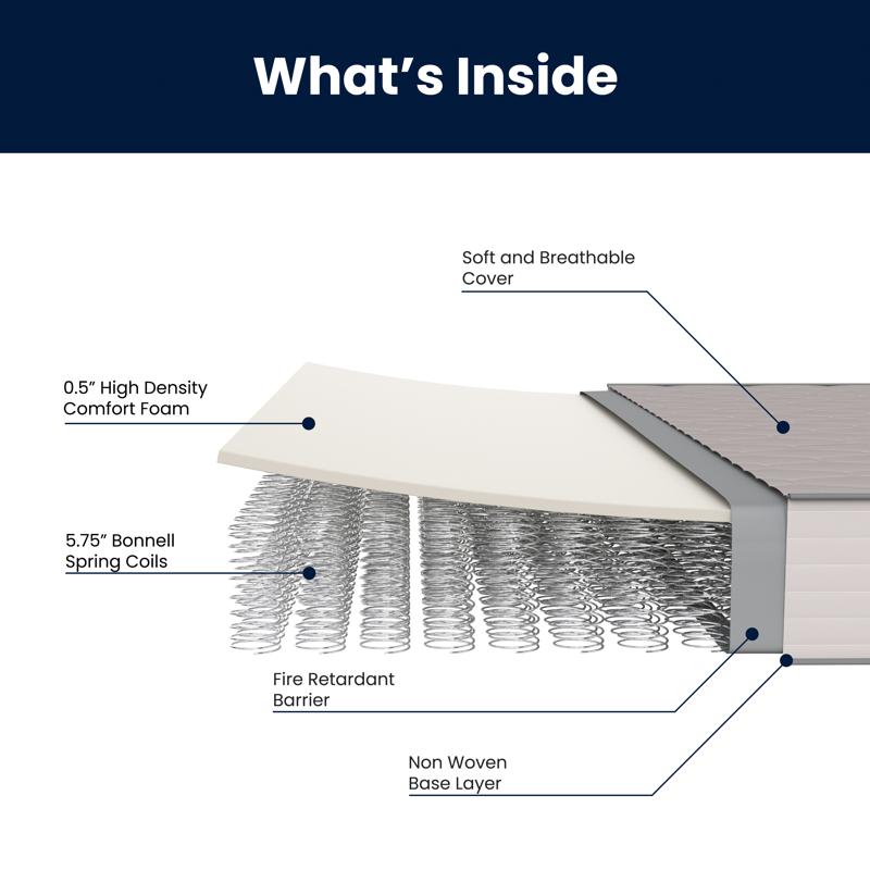 Flash Furniture Dream 6 Inch Hybrid Mattress Twin XL High Density Foam And Innerspring Mattress In A Box CertiPur-US Certified Foam