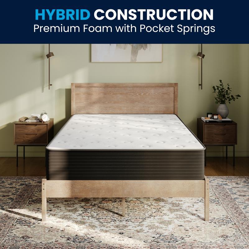 flash furniture Dream Cooling Gel 12 Inch CertiPUR-US Certified Foam and Pocket Spring Hybrid Mattress Full Mattress in a Box