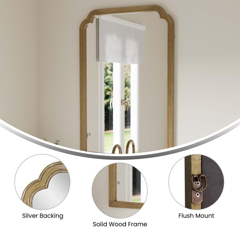 Flash Furniture Efie 36" X 24" Large Accent Wall Mirror With Solid Wood Frame For Bathroom Entryway Dining Room & Living Room In Weathered