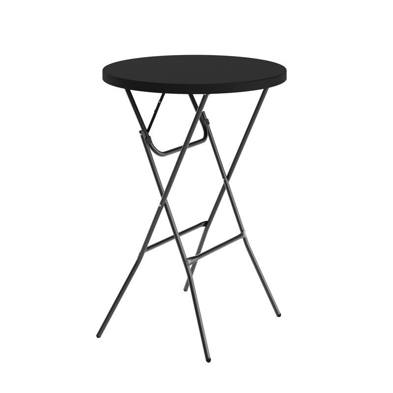 Flash Furniture Elon Commercial Grade 2.6-Foot Round Black Indoor/Outdoor Plastic Bar Height Folding Table