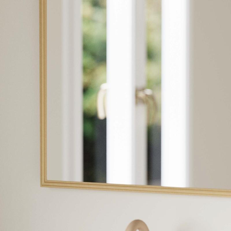 Flash Furniture Esme 29" X 20" Traditional Arched Wall Mirror With Baroque Detail - Large Accent Mirror For Bathroom Entryway Dining Room & Living Room In Gold