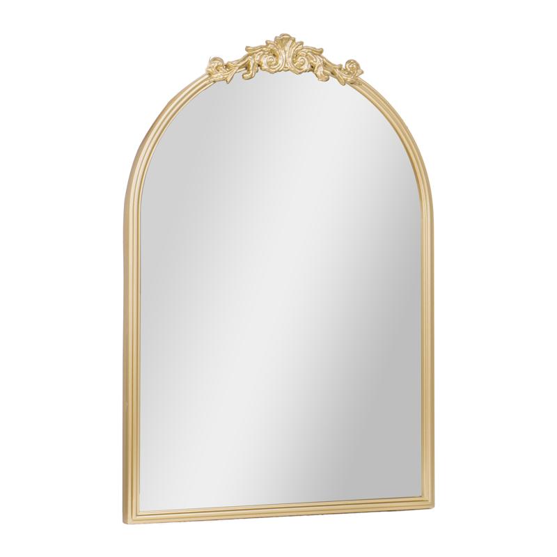 Flash Furniture Esme 29" X 20" Traditional Arched Wall Mirror With Baroque Detail - Large Accent Mirror For Bathroom Entryway Dining Room & Living Room In Gold
