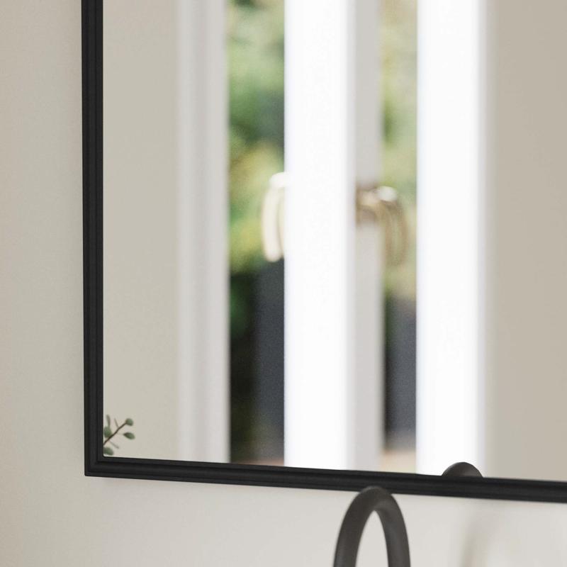 Flash Furniture Esme 35" X 24" Traditional Arched Wall Mirror With Baroque Detail - Large Accent Mirror For Bathroom Entryway Dining Room & Living Room In Black