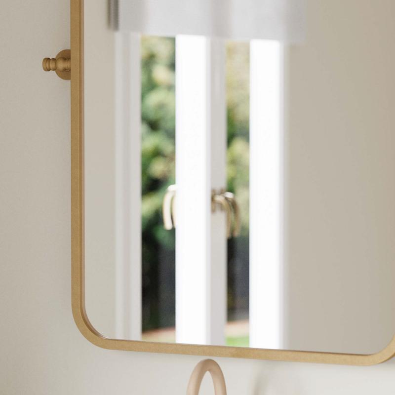 Flash Furniture Finlay 35" X 27" Metal Pivot Wall Mirror - Large Accent Vanity Mirror For Bathroom In Gold