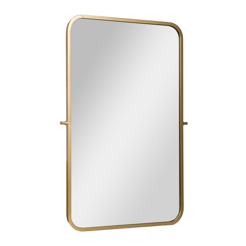 Flash Furniture Finlay 35" X 27" Metal Pivot Wall Mirror - Large Accent Vanity Mirror For Bathroom In Gold