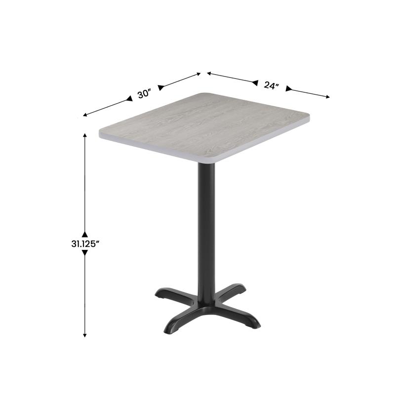 Flash Furniture Graniss 24'' X 30'' Gray Rectangular Laminate Table Top With Black 22 X 22 "X" Style Table Height Base