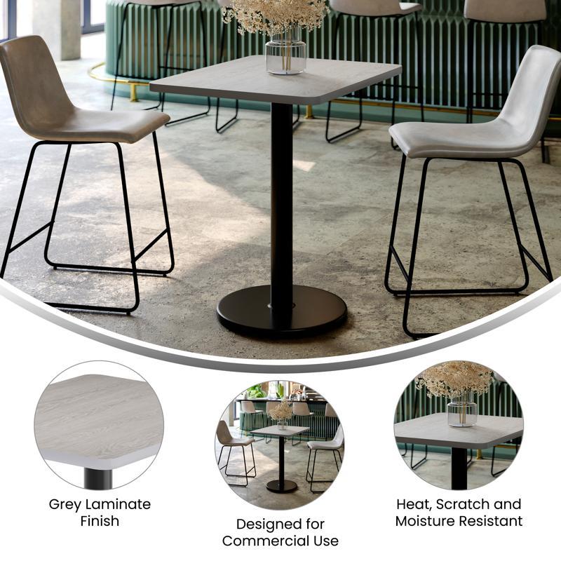Flash Furniture Graniss 24'' X 30'' Gray Rectangular Laminate Table Top With Black 18" Round Table Height Base