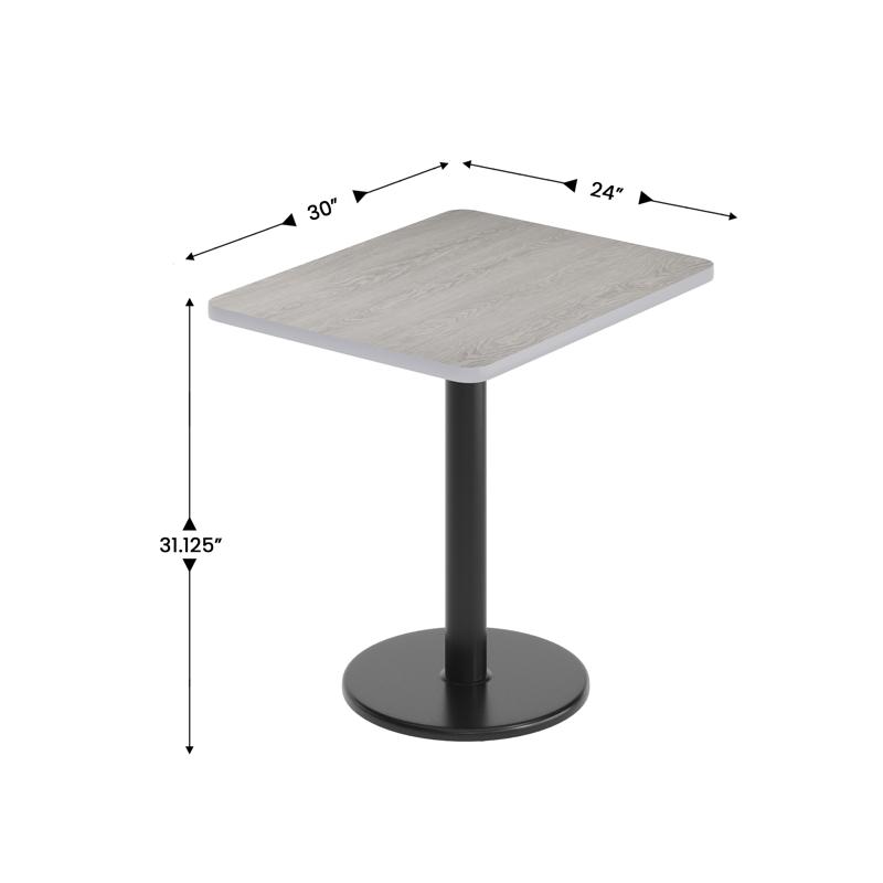 Flash Furniture Graniss 24'' X 30'' Gray Rectangular Laminate Table Top With Black 18" Round Table Height Base