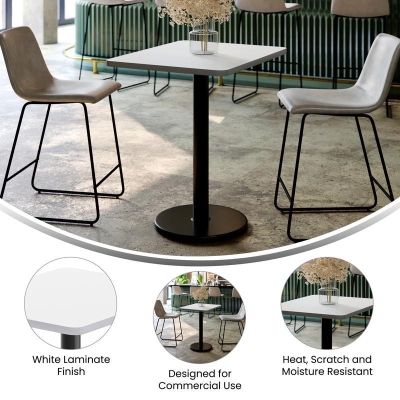 Flash Furniture Graniss 24'' X 30'' White Rectangular Laminate Table Top With Black 18" Round Table Height Base