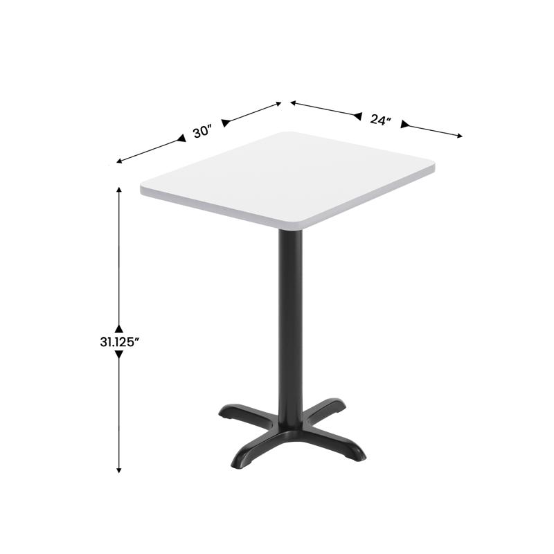 Flash Furniture Graniss 24'' X 30'' White Rectangular Laminate Table Top With Black 22 X 22 "X" Style Table Height Base