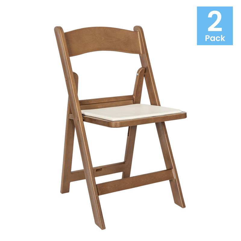 Flash Furniture HERCULES 2 Pack Commercial Chestnut Indoor/Outdoor Lightweight Wood Look Resin Folding Event Chair