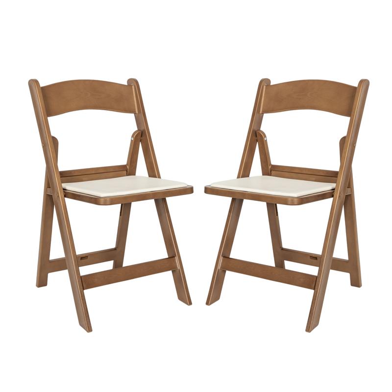 Flash Furniture HERCULES 2 Pack Commercial Chestnut Indoor/Outdoor Lightweight Wood Look Resin Folding Event Chair