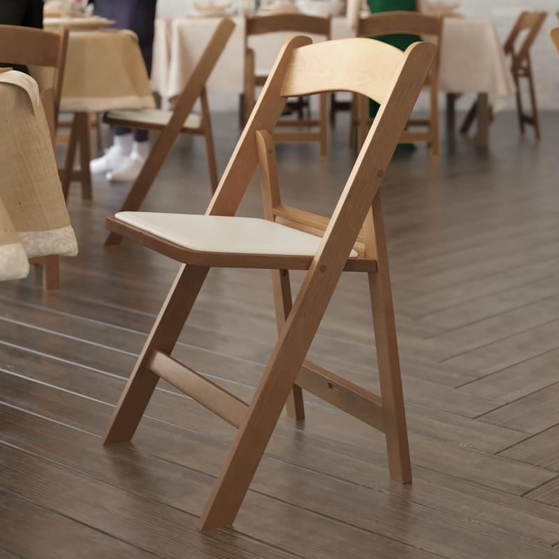 flash furniture HERCULES 2 Pack Commercial Chestnut Indoor/Outdoor Lightweight Wood Look Resin Folding Event Chair