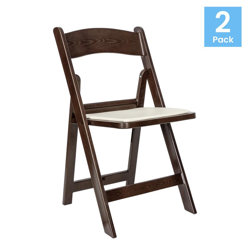 Flash Furniture HERCULES 2 Pack Commercial Dark Brown Indoor/Outdoor Lightweight Wood Look Resin Folding Event Chair