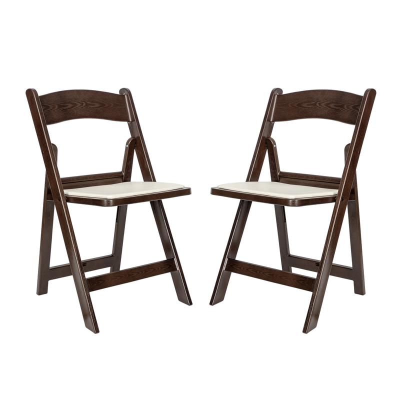 Flash Furniture HERCULES 2 Pack Commercial Dark Brown Indoor/Outdoor Lightweight Wood Look Resin Folding Event Chair