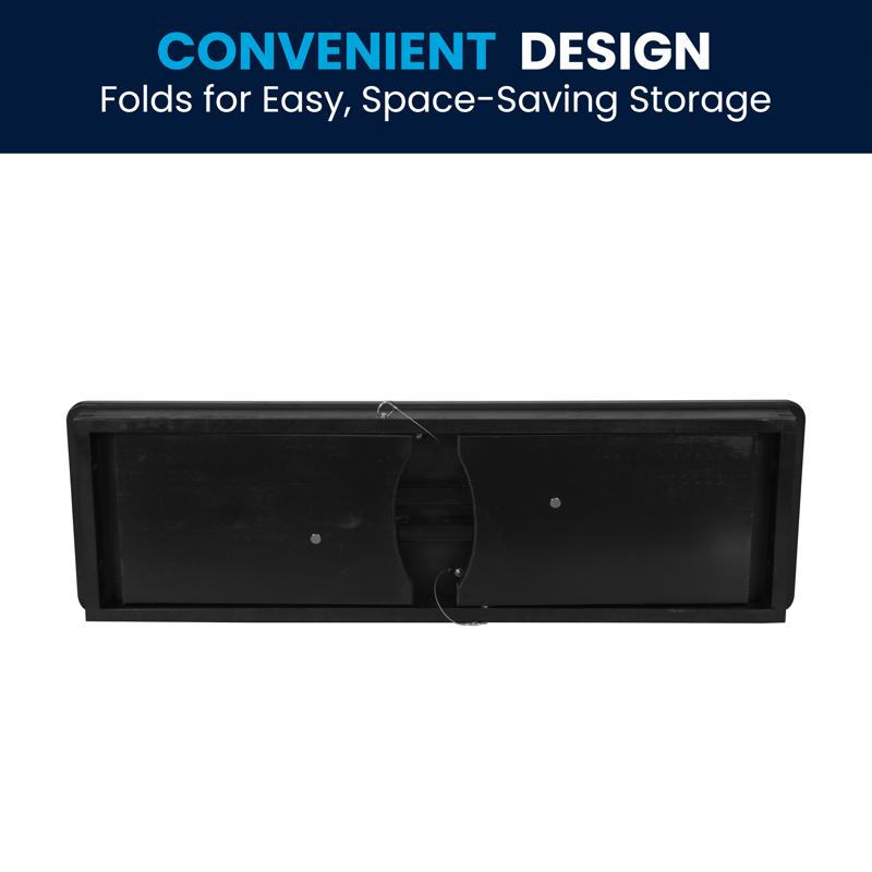 Flash Furniture HERCULES 40" X 12" Black Wash Commercial Antique Solid Pine Farmhouse Folding Bench With Foldable Locking Legs