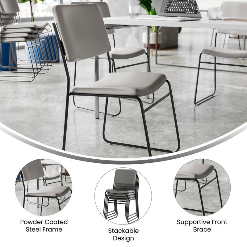 Flash Furniture HERCULES 500 Lb. Capacity High Density Gray Vinyl Stacking Chair With Sled Base