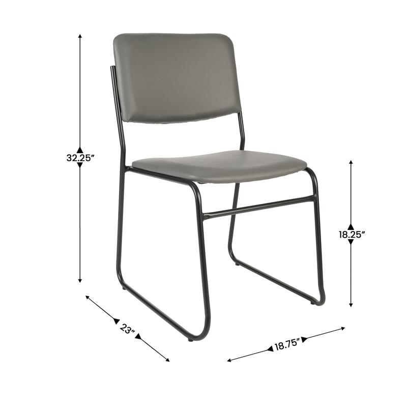 Flash Furniture HERCULES 500 Lb. Capacity High Density Gray Vinyl Stacking Chair With Sled Base