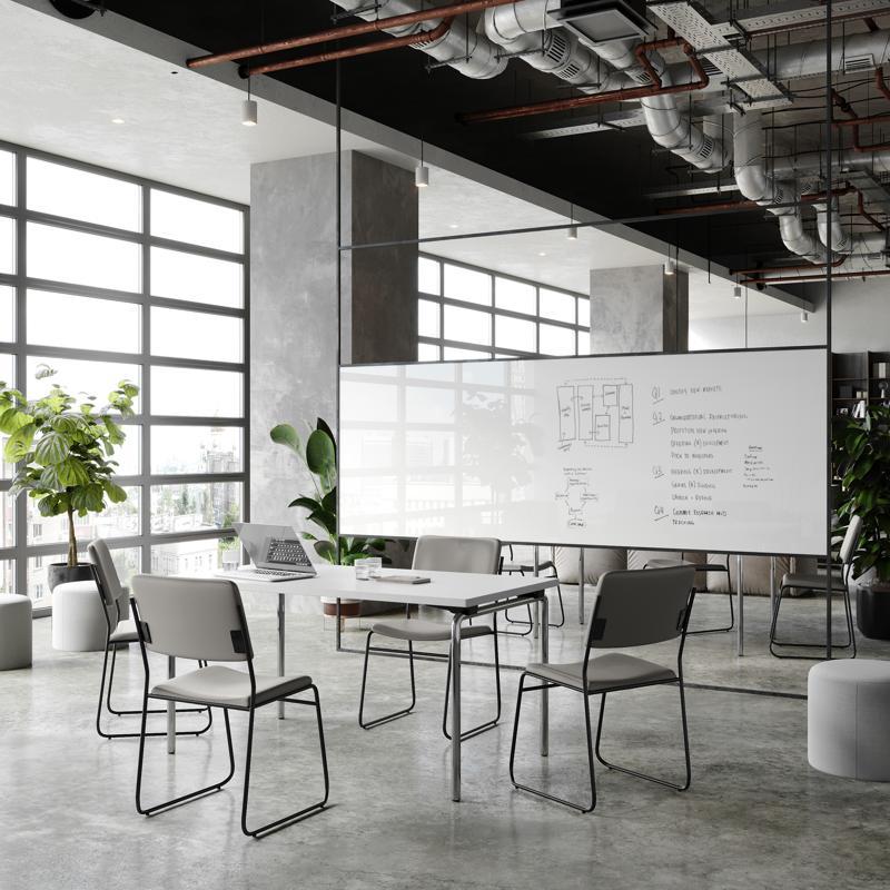 flash furniture HERCULES 500 lb. Capacity High Density Gray Vinyl Stacking Chair with Sled Base