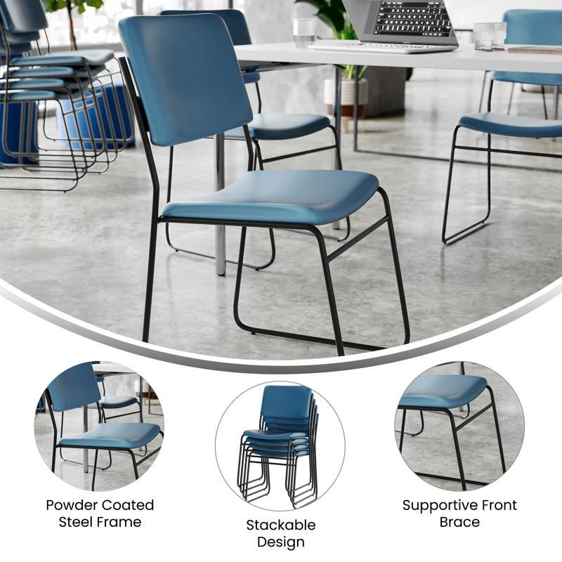 Flash Furniture HERCULES 500 Lb. Capacity High Density Navy Vinyl Stacking Chair With Sled Base