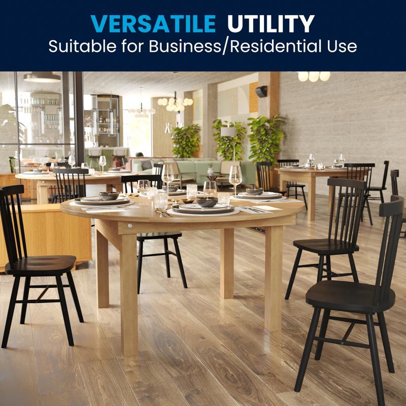 Flash Furniture HERCULES 60" Round Light Natural Commercial Farmhouse Folding Table Antique Rustic Solid Pine Dining Room Table With Foldable Locking Legs