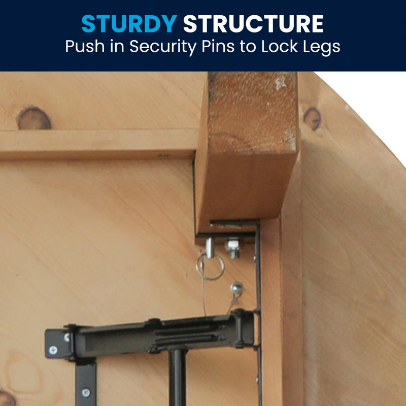 Flash Furniture HERCULES 60" Round Light Natural Commercial Farmhouse Folding Table Antique Rustic Solid Pine Dining Room Table With Foldable Locking Legs