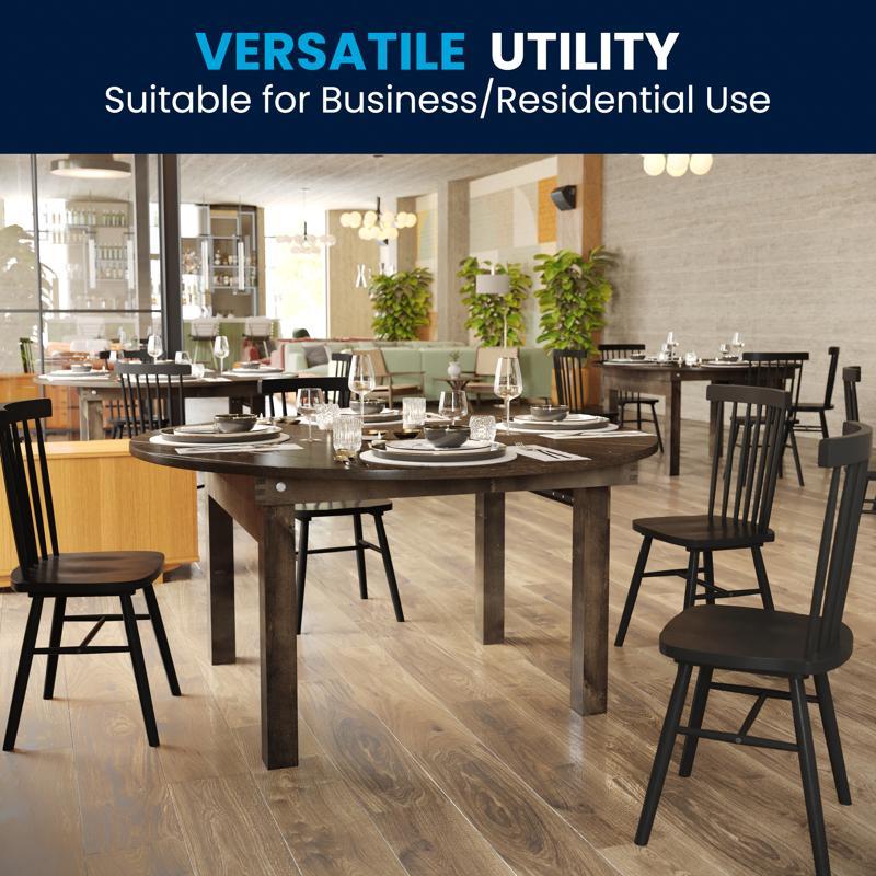 Flash Furniture HERCULES 60" Round Mahogany Commercial Farmhouse Folding Table Antique Rustic Solid Pine Dining Room Table With Foldable Locking Legs