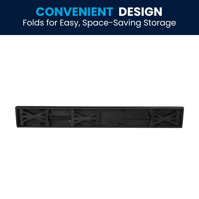 Flash Furniture HERCULES 8' X 12'' Black Wash Commercial Antique Solid Pine Farmhouse Folding Bench With Foldable Locking X-Legs