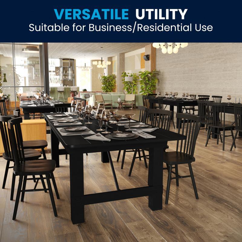 Flash Furniture HERCULES 8' X 40" Rectangular Black Wash Commercial Farmhouse Folding Table Antique Rustic Solid Pine Dining Room Table With Foldable Locking Legs