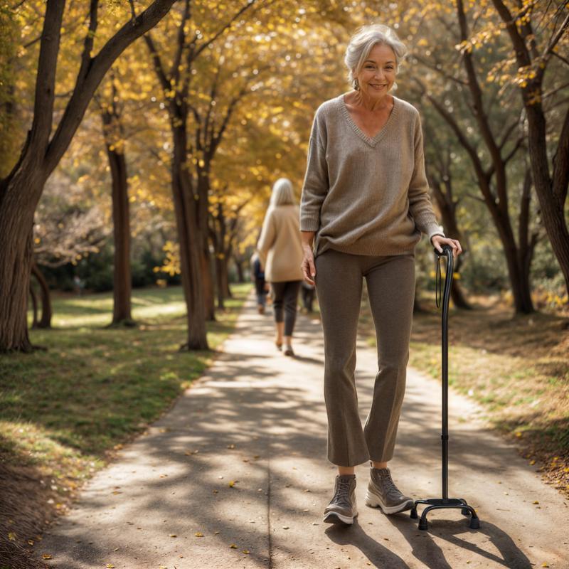 Flash Furniture HERCULES Adjustable Quad Cane With Comfort Grip Foam Padded Handle Large 4-Pronged Base For Stability And Left Or Right Handed Use In Black