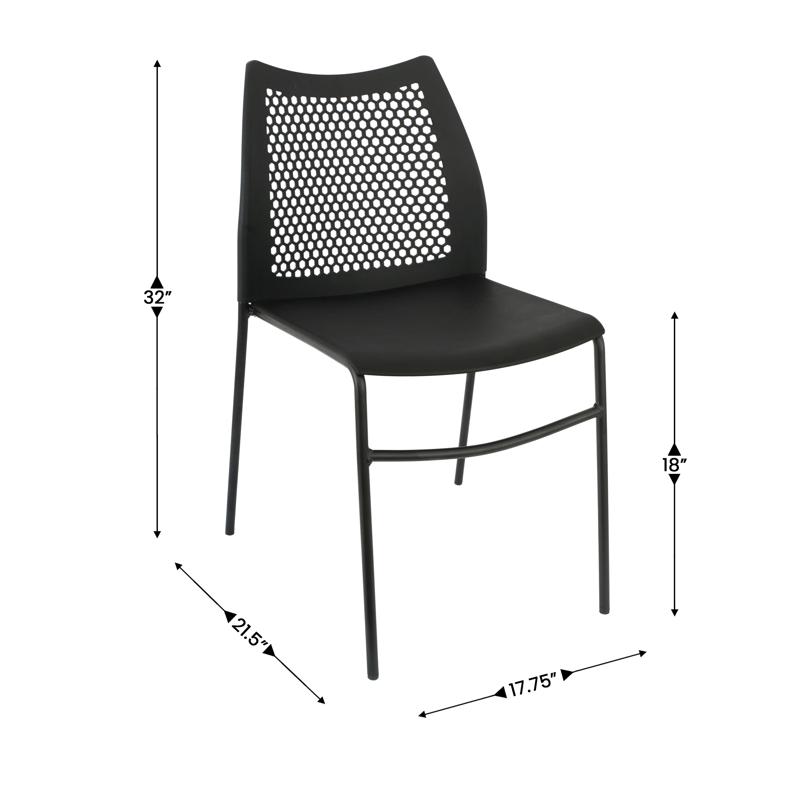 Flash Furniture HERCULES Black Stack Chair With Air-Vent Back Non-Sled Base And Black Powder Coated Metal Frame