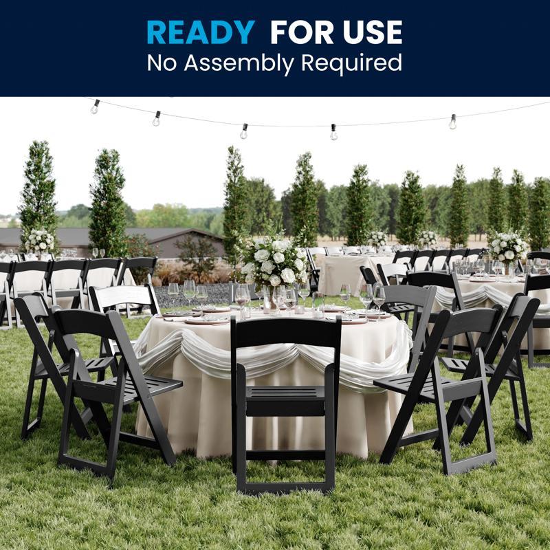 Flash Furniture HERCULES Commercial Black Indoor/Outdoor Lightweight Wood Look Resin Folding Event Chair With Slatted Seat