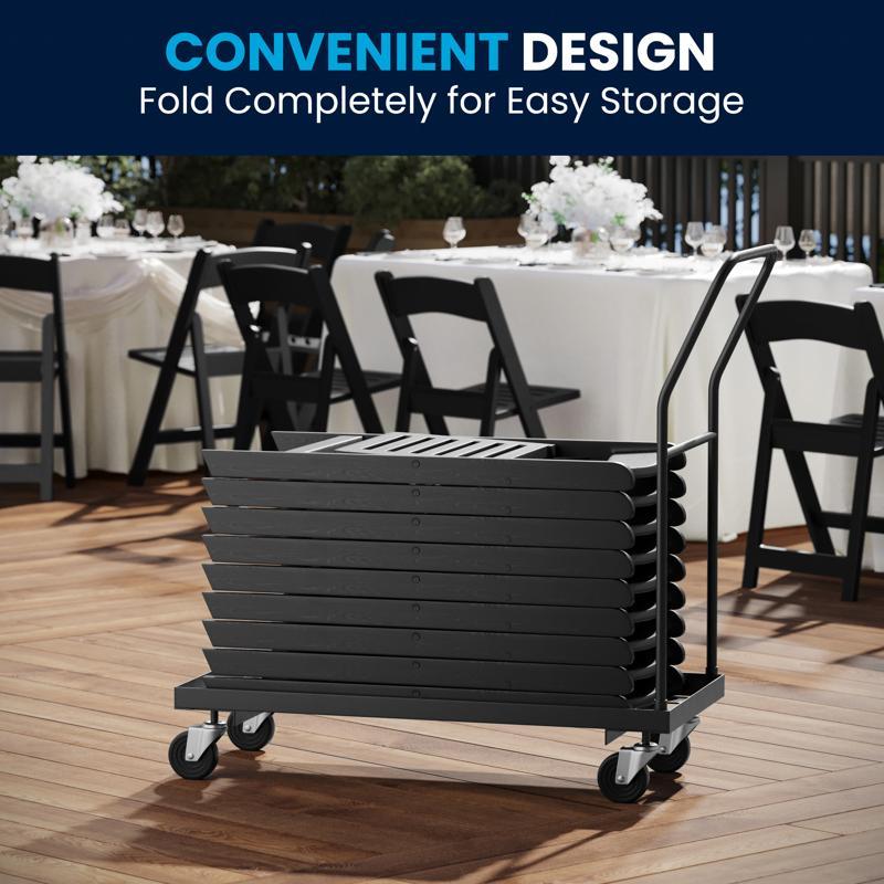 Flash Furniture HERCULES Commercial Black Indoor/Outdoor Lightweight Wood Look Resin Folding Event Chair With Slatted Seat