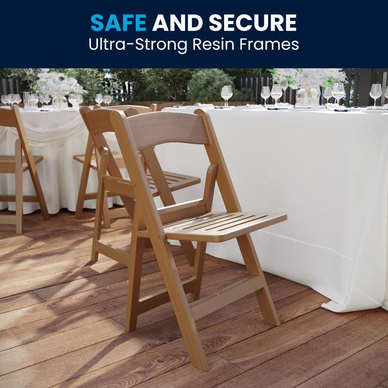 Flash Furniture HERCULES Commercial Chestnut Indoor/Outdoor Lightweight Wood Look Resin Folding Event Chair With Slatted Seat