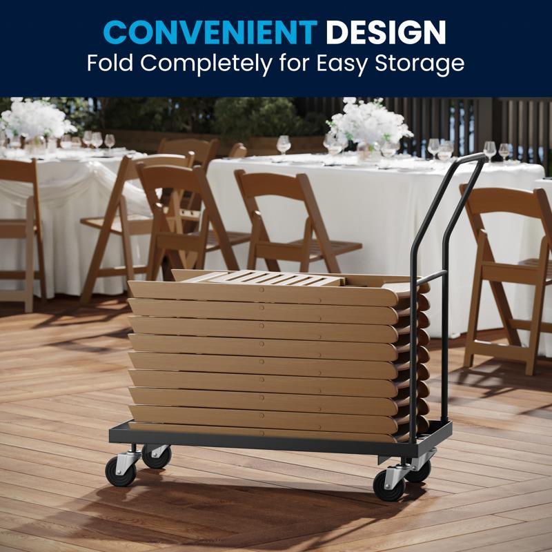 Flash Furniture HERCULES Commercial Chestnut Indoor/Outdoor Lightweight Wood Look Resin Folding Event Chair With Slatted Seat