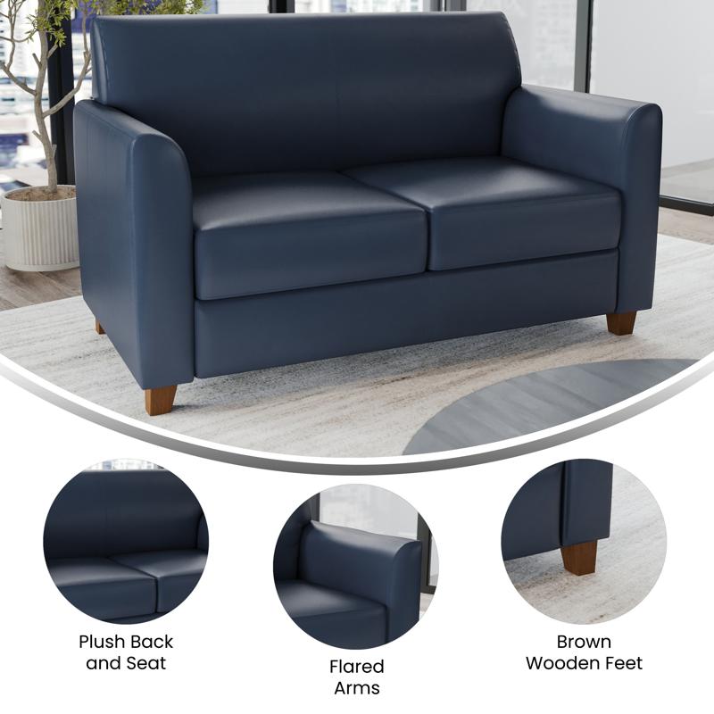 Flash Furniture HERCULES Diplomat Series Navy LeatherSoft Loveseat
