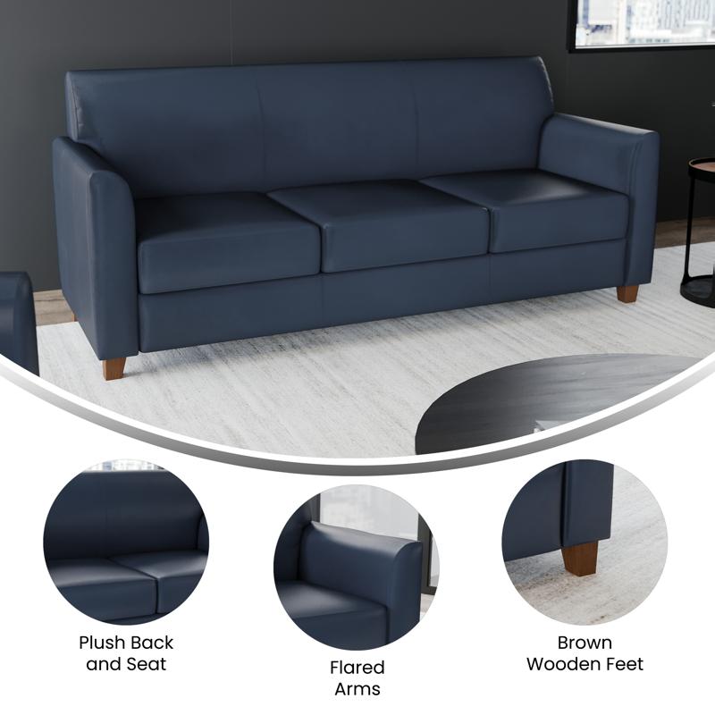 Flash Furniture HERCULES Diplomat Series Navy LeatherSoft Sofa