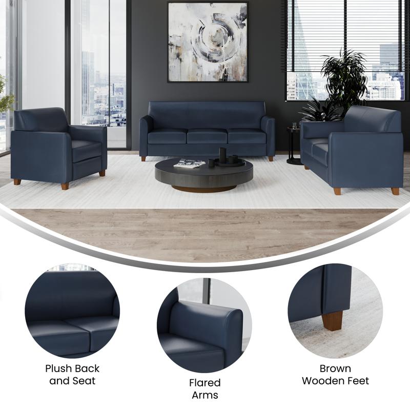 Flash Furniture HERCULES Diplomat Series Reception Set In Navy LeatherSoft