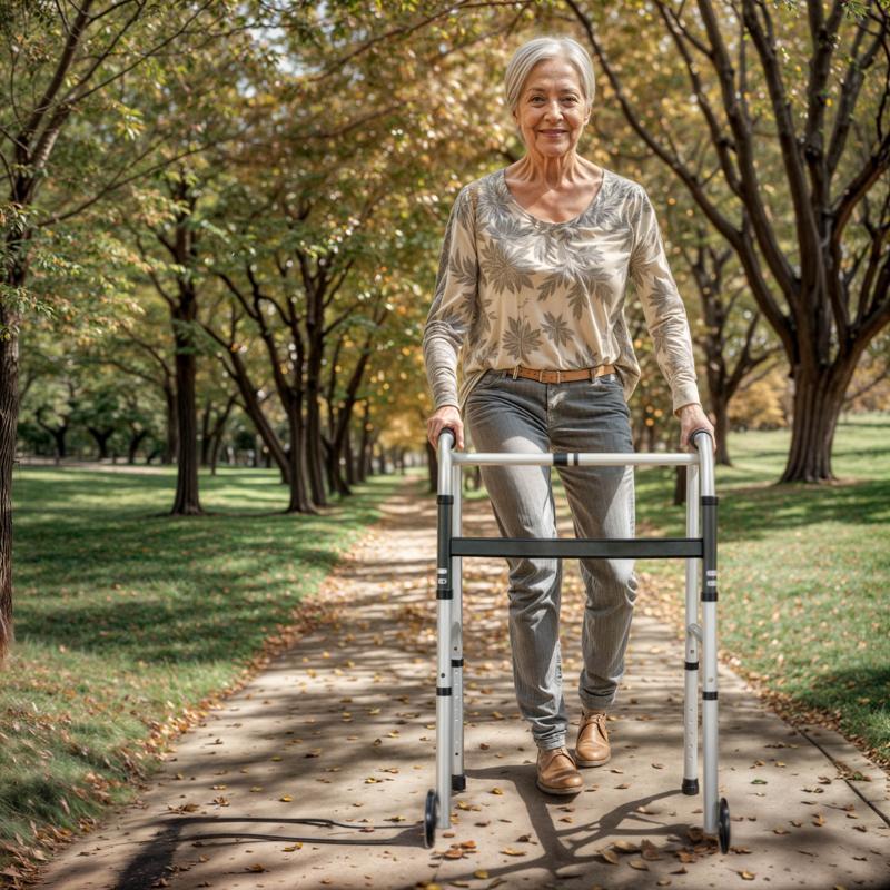 Flash Furniture HERCULES Folding Walker With Adjustable Height Interchangeable Wheels Or Feet Dual Frame Types And Lightweight Design In Silver/Black