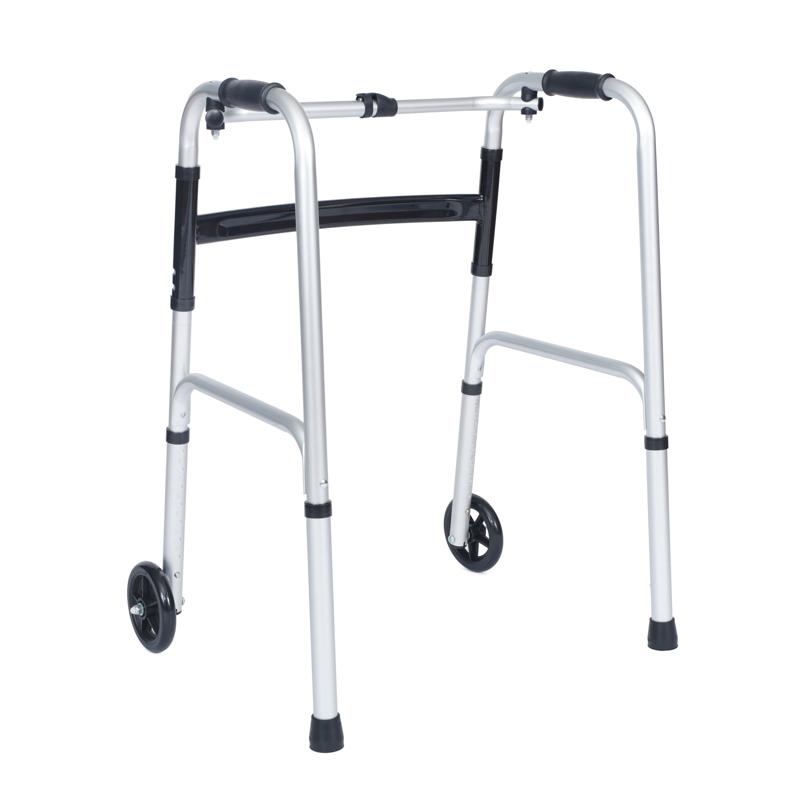 Flash Furniture HERCULES Folding Walker With Adjustable Height Interchangeable Wheels Or Feet Dual Frame Types And Lightweight Design In Silver/Black