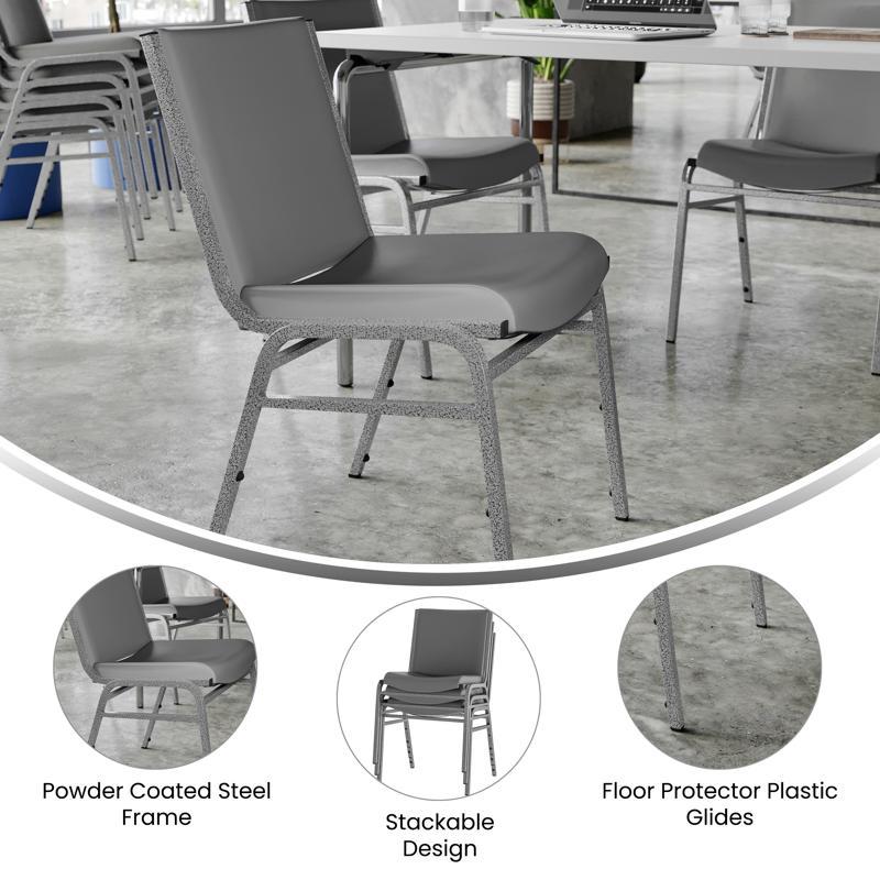 Flash Furniture HERCULES Heavy Duty Gray Vinyl Stack Chair