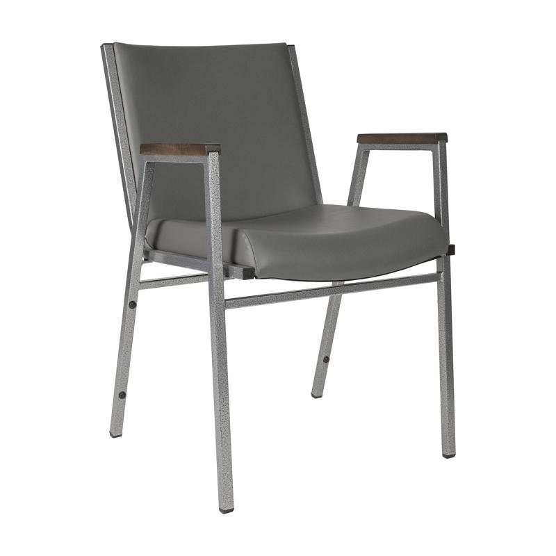 Flash Furniture HERCULES Heavy Duty Gray Vinyl Stack Chair With Arms