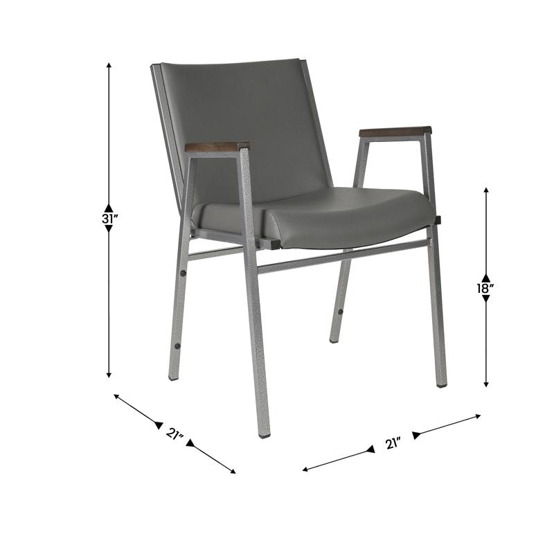Flash Furniture HERCULES Heavy Duty Gray Vinyl Stack Chair With Arms
