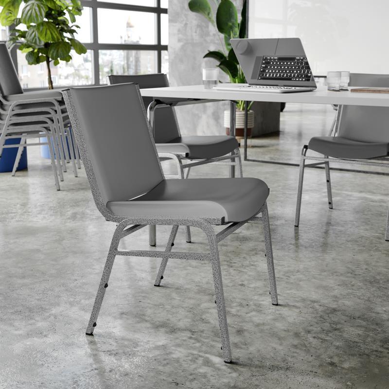 flash furniture HERCULES Heavy Duty Gray Vinyl Stack Chair