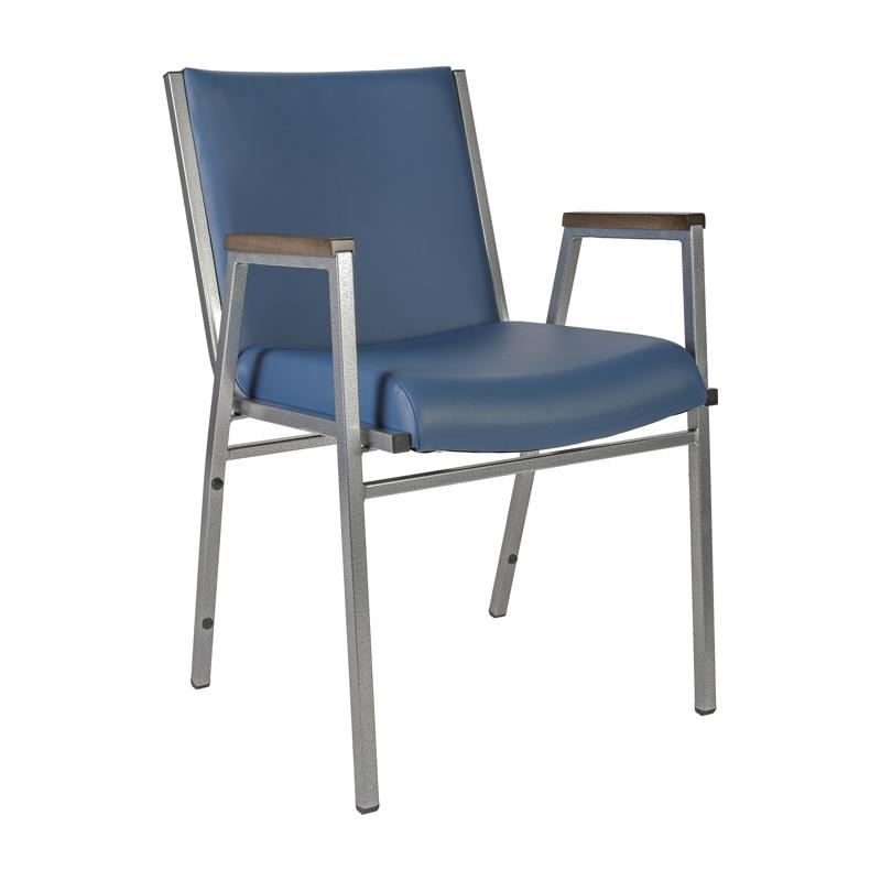 Flash Furniture HERCULES Heavy Duty Navy Vinyl Stack Chair With Arms