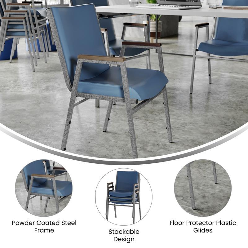 Flash Furniture HERCULES Heavy Duty Navy Vinyl Stack Chair With Arms