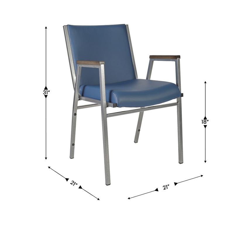 Flash Furniture HERCULES Heavy Duty Navy Vinyl Stack Chair With Arms