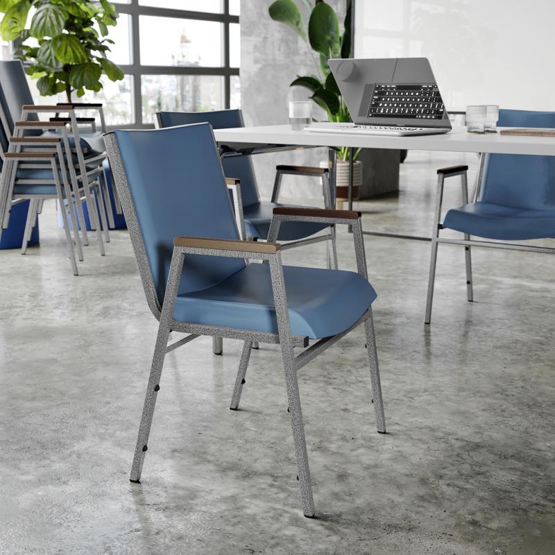 flash furniture HERCULES Heavy Duty Navy Vinyl Stack Chair with Arms
