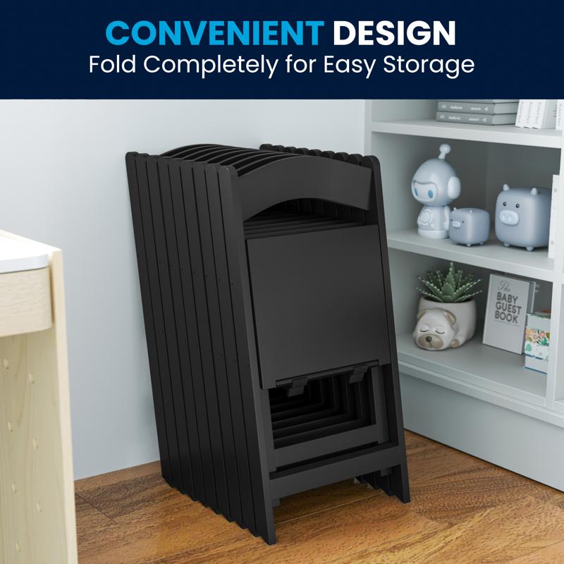 Flash Furniture HERCULES Kids Black Resin Folding Chair With Black Vinyl Padded Seat