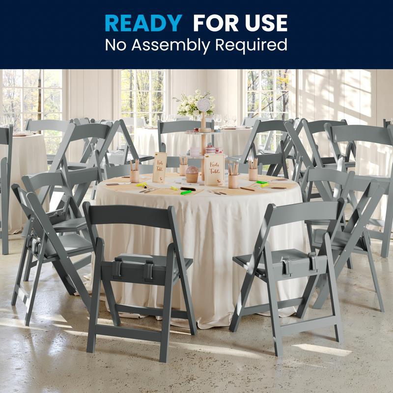 Flash Furniture HERCULES Kids Gray Resin Folding Chair With White Gray Padded Seat